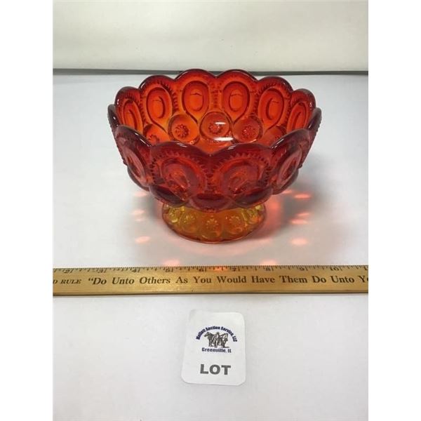 L E SMITH VINTAGE MOON & STARS AMBERINA FOOTED