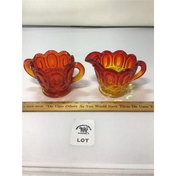 L E SMITH VINTAGE MOON & STARS AMBERINA CREAMER