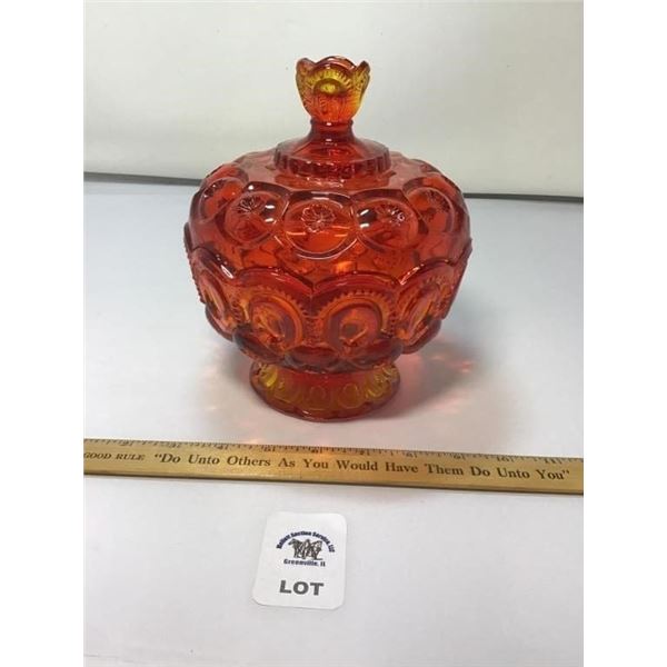 L E SMITH VINTAGE MOON & STARS AMBERINA FOOTED,