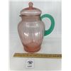 Image 1 : PINK GREEN DEPRESSION GLASS PITCHER