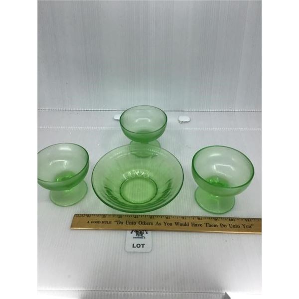 GREEN DEPRESSION GLASS DISHES