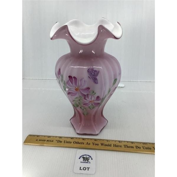 FENTON ART GLASS VASE SIGNED