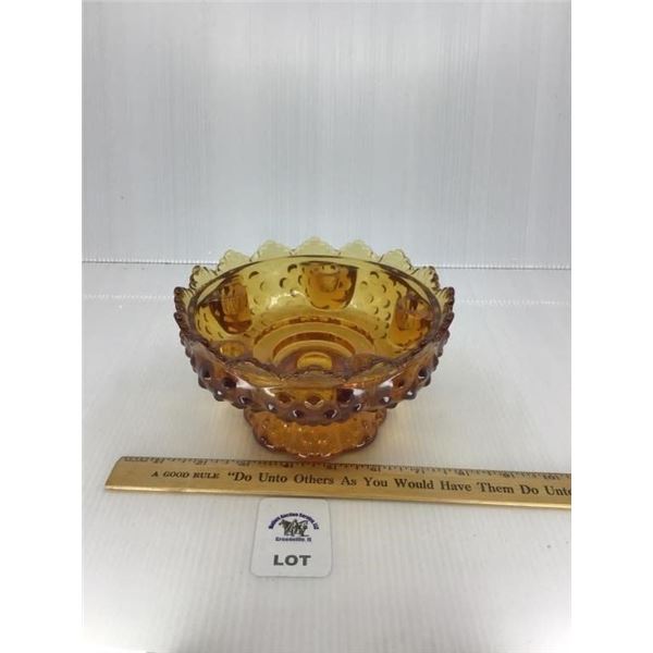 FENTON ART GLASS CANDLE BOWL SAW TOOTH RIM