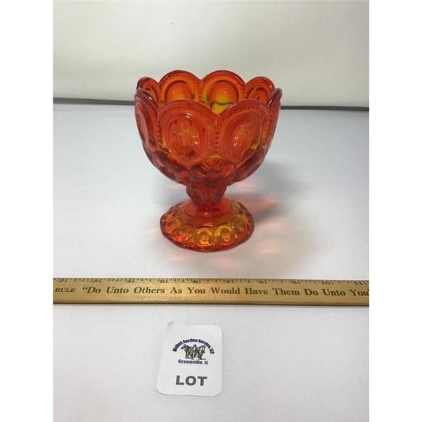L E SMITH VINTAGE MOON & STARS AMBERINA PEDESTAL