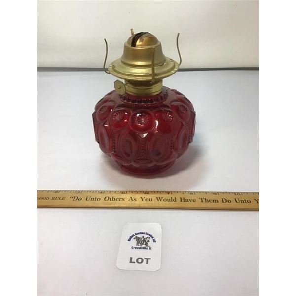 L E SMITH VINTAGE MOON & STARS RED OIL LAMP BASE