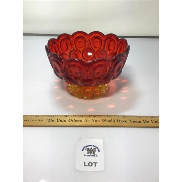 L E SMITH VINTAGE MOON & STARS AMBERINA FOOTED
