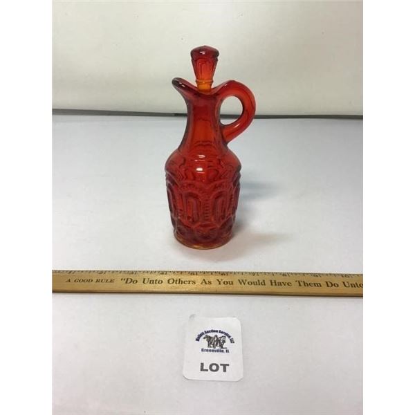 L E SMITH VINTAGE MOON & STARS AMBERINA CRUET W