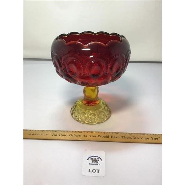 L E SMITH VINTAGE MOON & STARS AMBERINA PEDESTAL