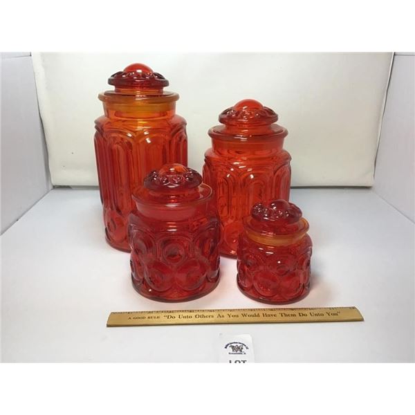 L E SMITH VINTAGE MOON & STARS AMBERINA CANISTER