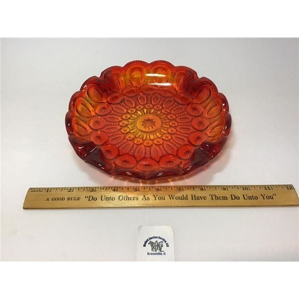 L E SMITH VINTAGE MOON & STARS AMBERINA ASHTRAY