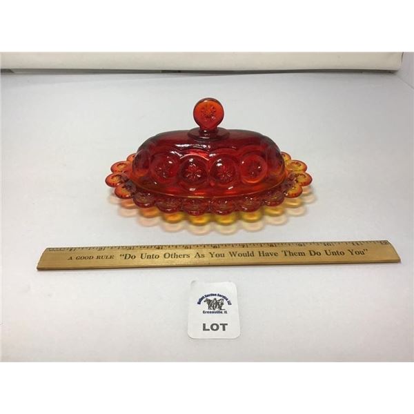 L E SMITH VINTAGE MOON & STARS AMBERINA COVERED