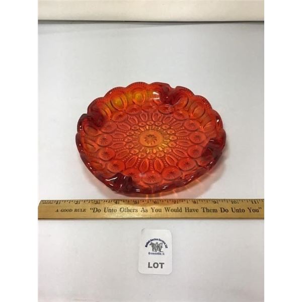 L E SMITH VINTAGE MOON & STARS AMBERINA ASHTRAY