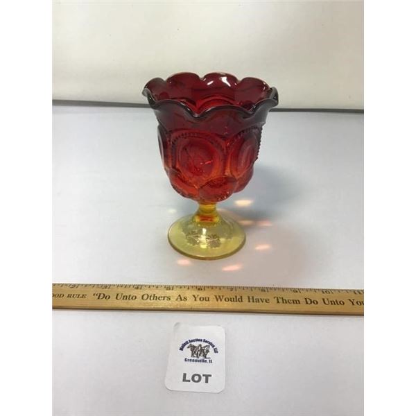 L E SMITH VINTAGE MOON & STARS AMBERINA VASE