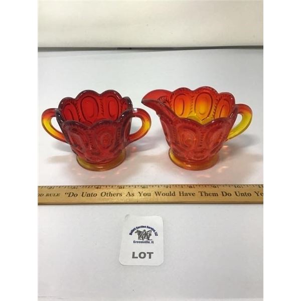 L E SMITH VINTAGE MOON & STARS AMBERINA CREAMER
