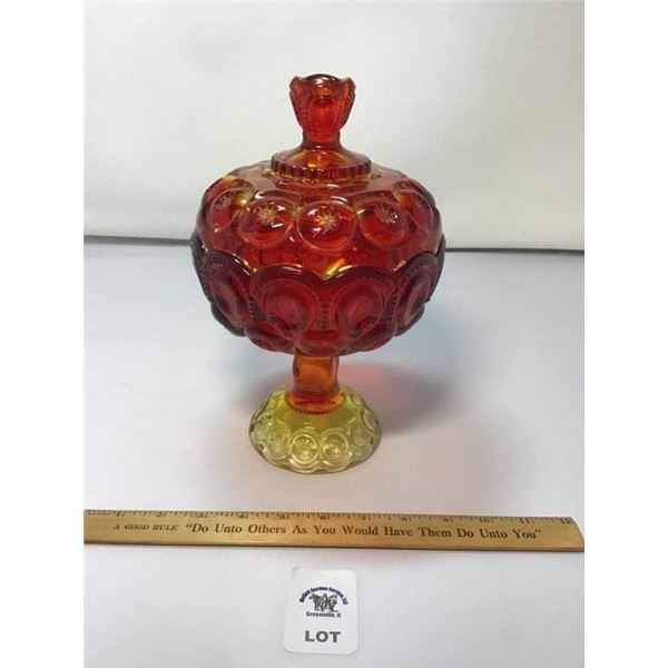 L E SMITH VINTAGE MOON & STARS AMBERINA PEDESTAL