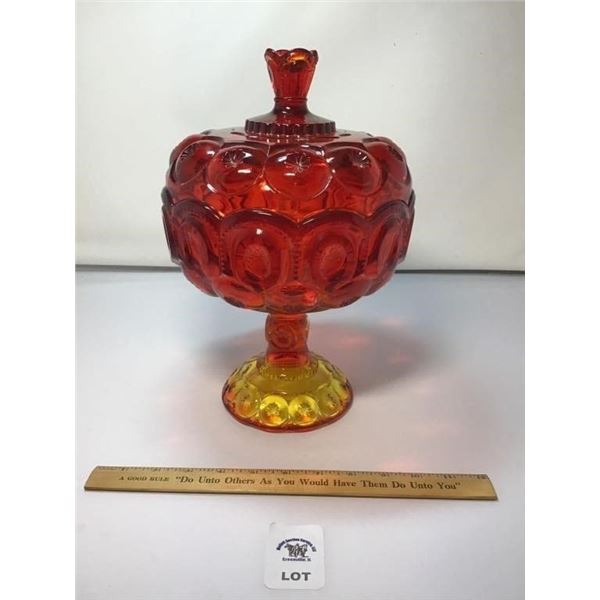 L E SMITH VINTAGE MOON & STARS AMBERINA PEDESTAL