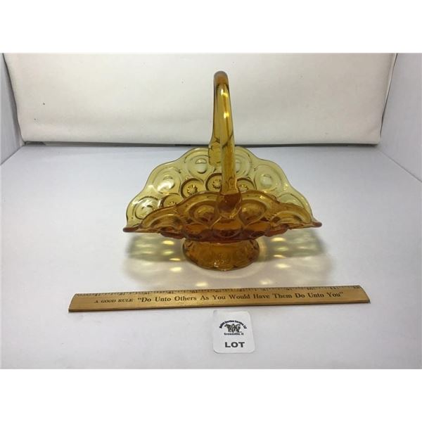 L E SMITH VINTAGE MOON & STARS AMBER BASKET