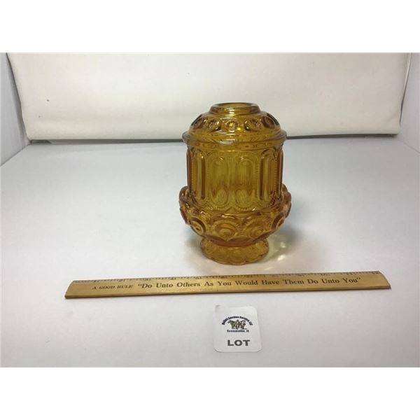 L E SMITH VINTAGE MOON & STARS AMBER FAIRY LAMP