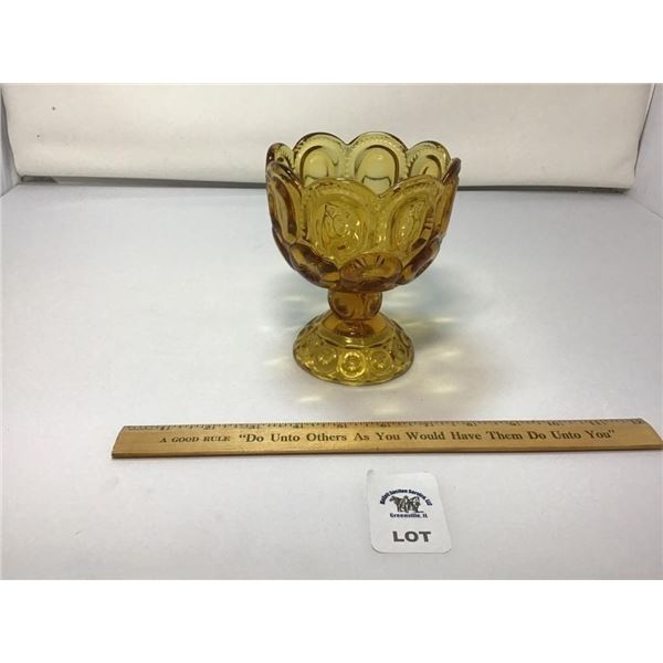 L E SMITH VINTAGE MOON & STARS AMBER GLASS