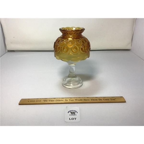 L E SMITH VINTAGE MOON & STARS AMBER GLASS CANDLE
