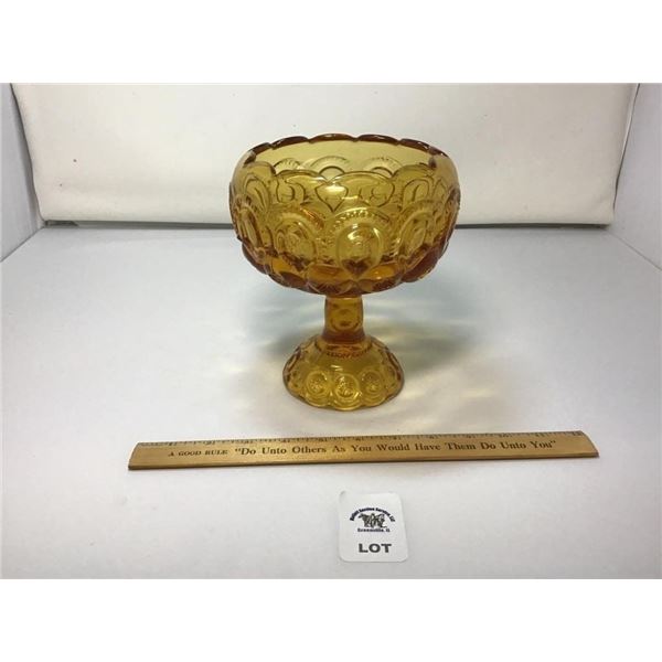 L E SMITH VINTAGE MOON & STARS AMBER GLASS