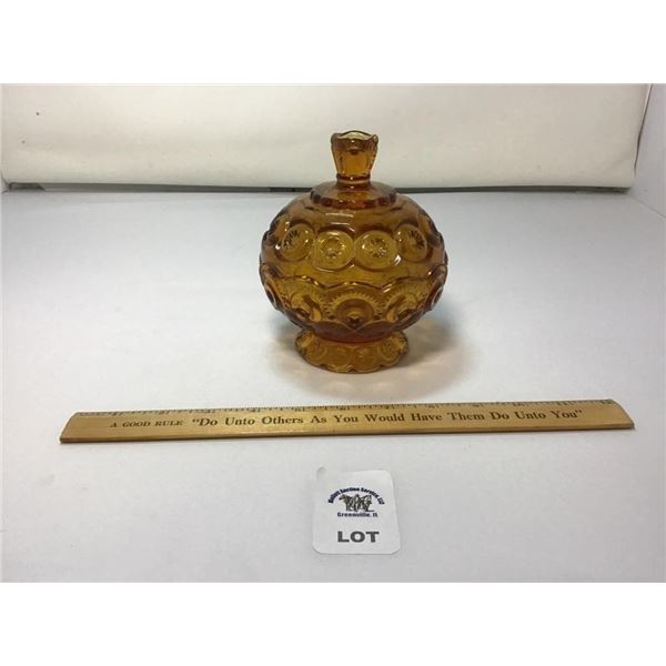 L E SMITH VINTAGE MOON & STARS AMBER GLASS