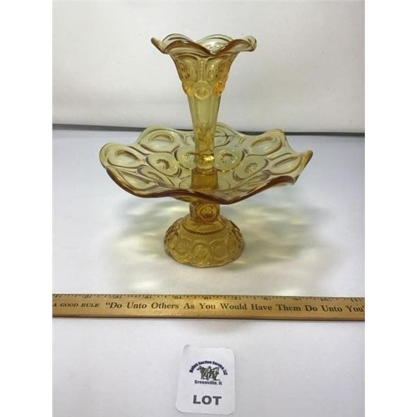 L E SMITH VINTAGE MOON & STARS AMBER GLASS