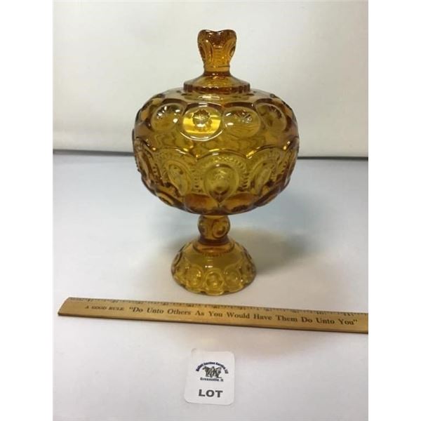 L E SMITH VINTAGE MOON & STARS AMBER GLASS