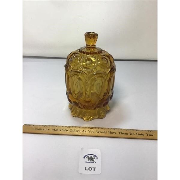 L E SMITH VINTAGE MOON & STARS AMBER GLASS