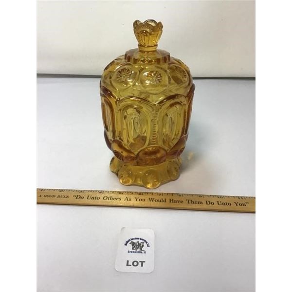 L E SMITH VINTAGE MOON & STARS AMBER GLASS