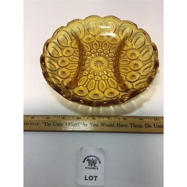 L E SMITH VINTAGE MOON & STARS AMBER GLASS
