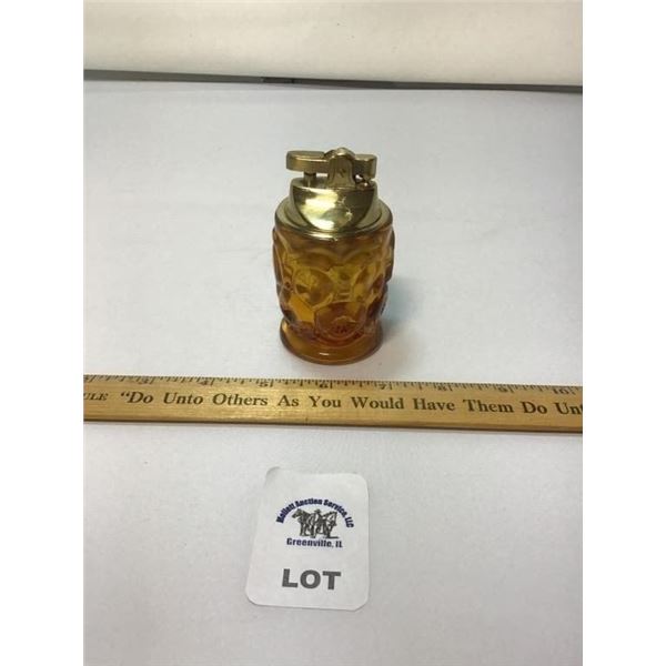 L E SMITH VINTAGE MOON & STARS AMBER GLASS