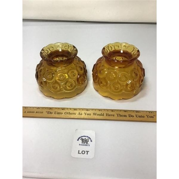 L E SMITH VINTAGE MOON & STARS AMBER GLASS CANDLE