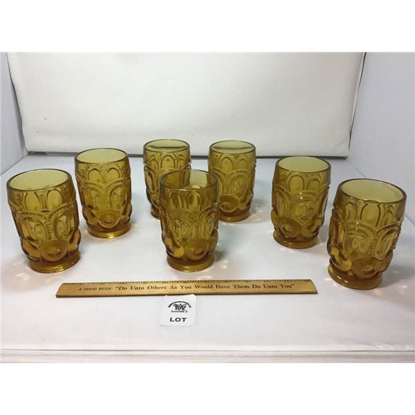 L E SMITH VINTAGE MOON & STARS AMBER GLASS
