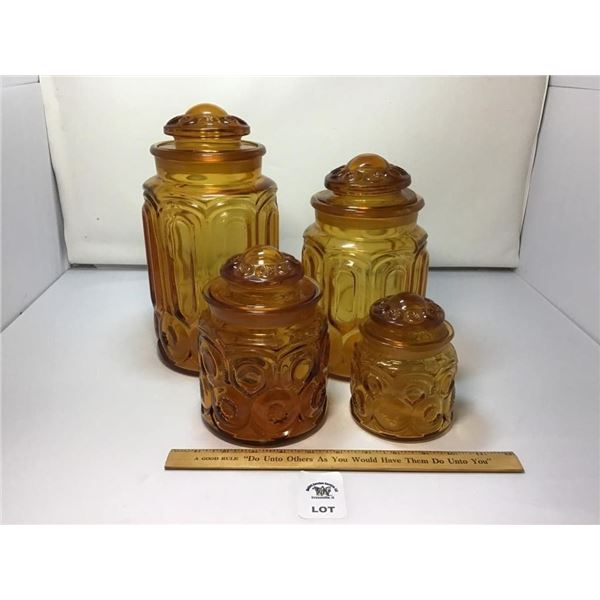L E SMITH VINTAGE MOON & STARS AMBER GLASS