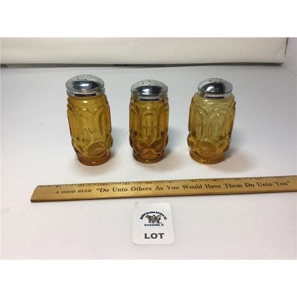L E SMITH VINTAGE MOON & STARS AMBER GLASS