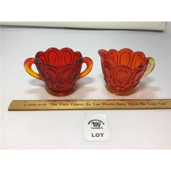 L E SMITH VINTAGE MOON & STARS AMBERINA GLASS