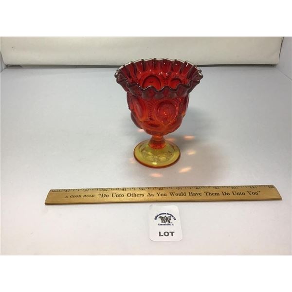 L E SMITH VINTAGE MOON & STARS AMBERINA GLASS
