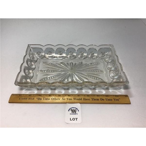 L E SMITH VINTAGE MOON & STARS CLEAR GLASS RELISH