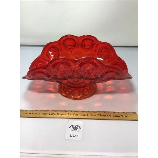 L E SMITH VINTAGE MOON & STARS AMBERINA GLASS