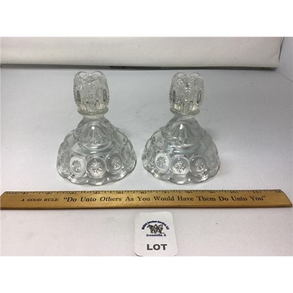 L E SMITH VINTAGE MOON & STARS CLEAR GLASS CANDLE