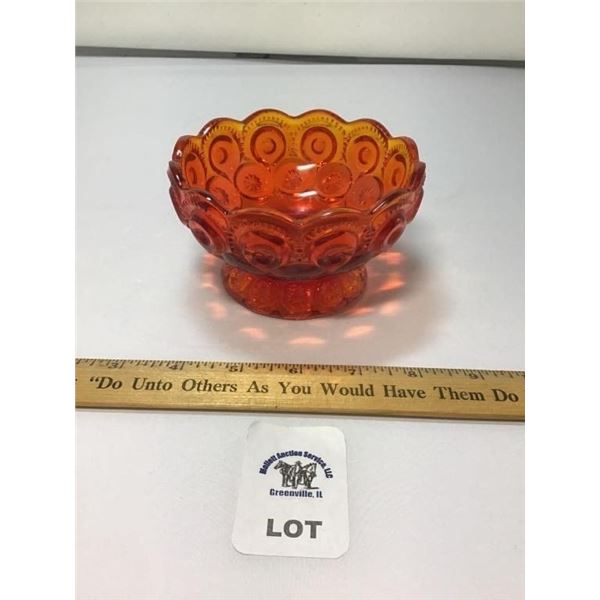 L E SMITH VINTAGE MOON & STARS AMBERINA GLASS