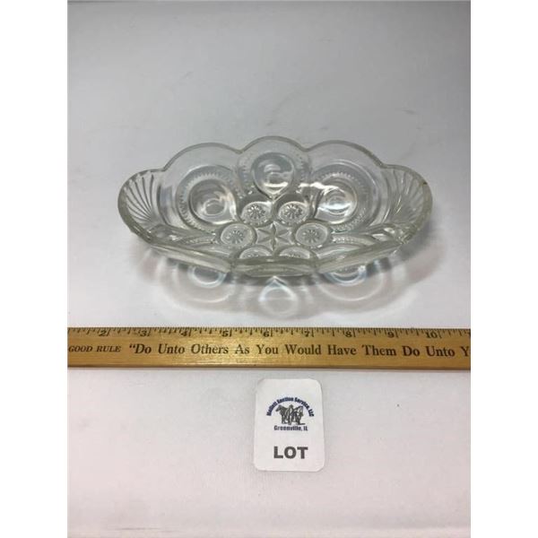 L E SMITH VINTAGE MOON & STARS CLEAR GLASS RELISH