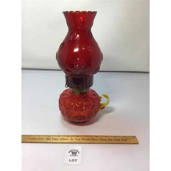 L E SMITH VINTAGE MOON & STARS AMBERINA GLASS OIL