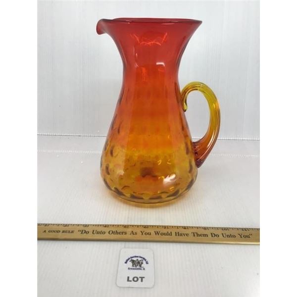 VINTAGE AMBERINA THUMBPRINT PITCHER