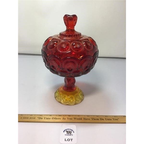 L E SMITH VINTAGE MOON & STARS AMBERINA GLASS