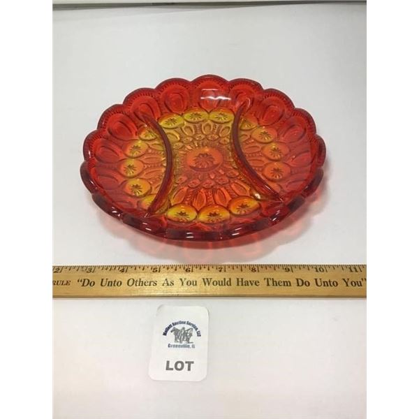 L E SMITH VINTAGE MOON & STARS AMBERINA GLASS