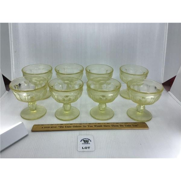 VINTAGE YELLOW DEPRESSION GLASS SHERBETS