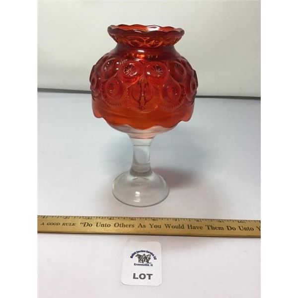 L E SMITH VINTAGE MOON & STARS AMBERINA GLASS