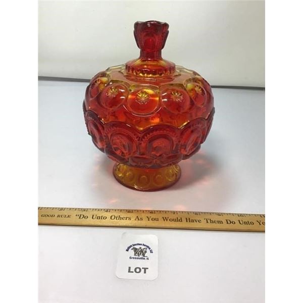 L E SMITH VINTAGE MOON & STARS AMBERINA GLASS